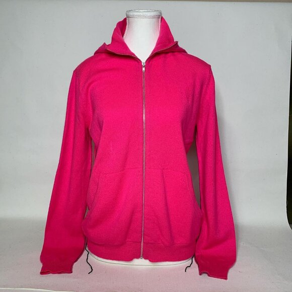 Helmut Lang 100% cashmere hot pink zip-up hoodie - Picture 1 of 8